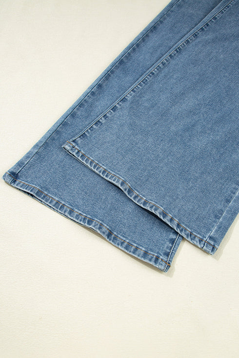 Retro Inspired Washed Wide Leg Drawstring Denim Pants